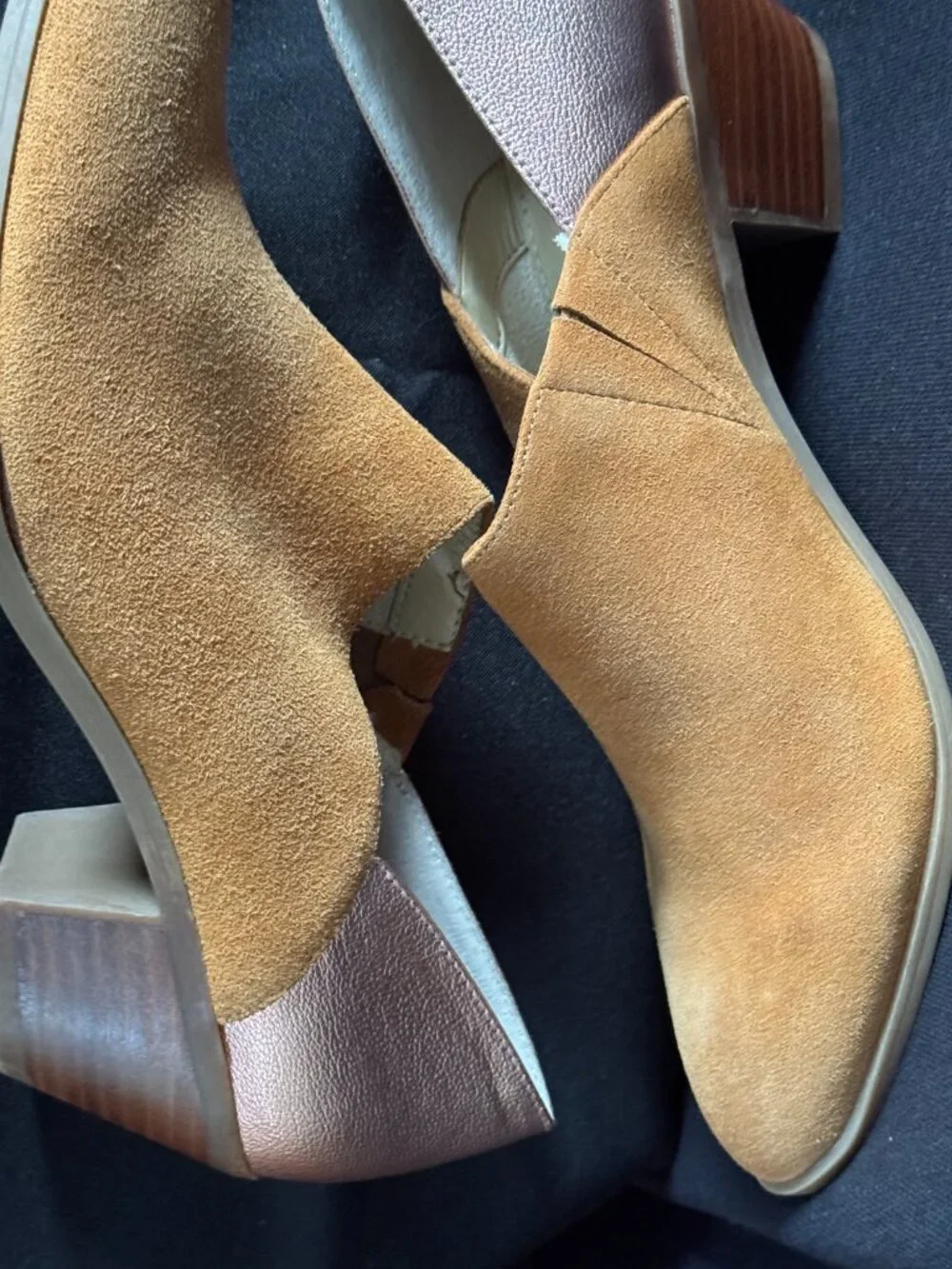 Katy Perry The Hope Suede Metallic Leather Booties Mule Tan Bronze Size 9M/39